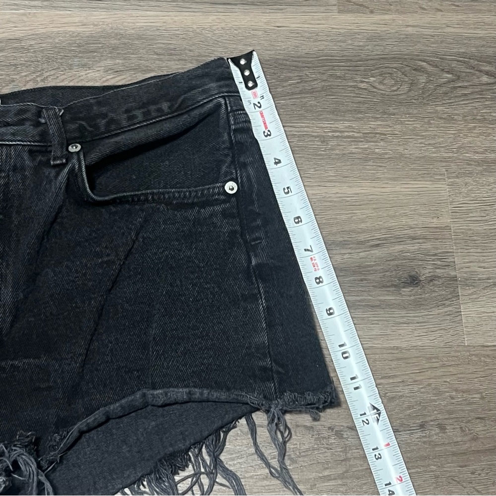 Agolde 29 Jean Shorts Black Parker Vintage Cut Off Button Fly High Rise Raw Hem - Picture 7 of 9